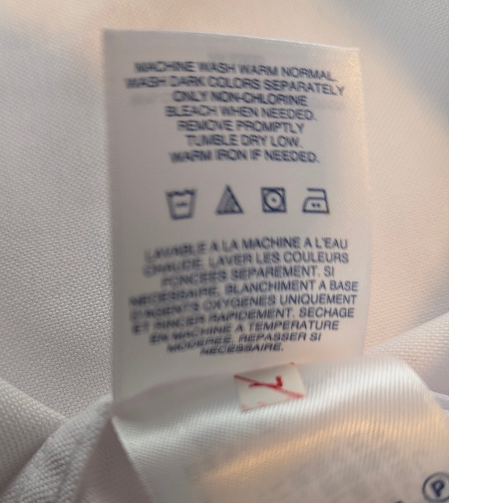Lands End Boys White Long Sleeve Button Down Shirt School Uniform Size 12 - Picture 8 of 9